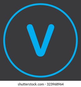 A Blue Icon Isolated on a Grey Background inside a circle - V