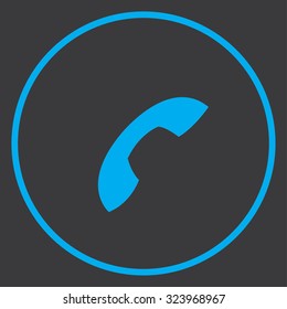 A Blue Icon Isolated on a Grey Background inside a circle - Phone