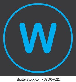 A Blue Icon Isolated on a Grey Background inside a circle - W