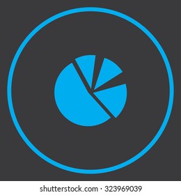 A Blue Icon Isolated on a Grey Background inside a circle - Pie Chart