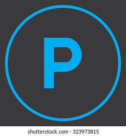 A Blue Icon Isolated on a Grey Background inside a circle - P
