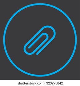 A Blue Icon Isolated on a Grey Background inside a circle - Paperclip