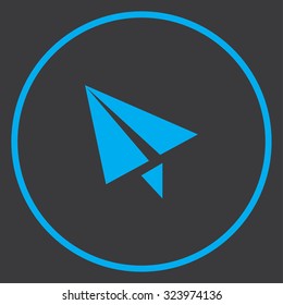 A Blue Icon Isolated on a Grey Background inside a circle - Paper Airplane