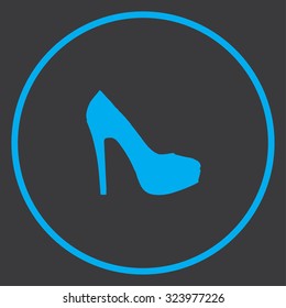 A Blue Icon Isolated on a Grey Background inside a circle - High Heel