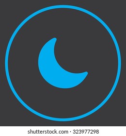 A Blue Icon Isolated on a Grey Background inside a circle - Moon