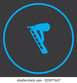 A Blue Icon Isolated on a Grey Background inside a circle - Nail Gun