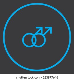 A Blue Icon Isolated on a Grey Background inside a circle - Gay