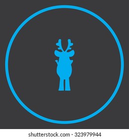 A Blue Icon Isolated on a Grey Background inside a circle - Reindeer