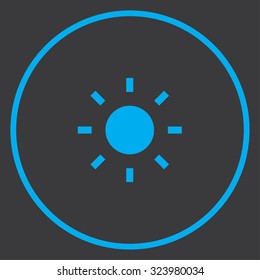 A Blue Icon Isolated on a Grey Background inside a circle - Sun