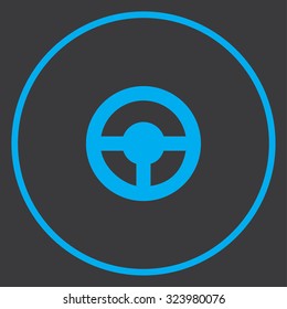 A Blue Icon Isolated on a Grey Background inside a circle - Steering Wheel