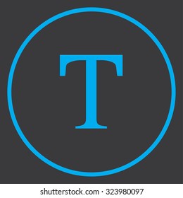 A Blue Icon Isolated on a Grey Background inside a circle - Text Icon