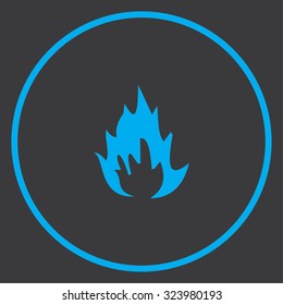 A Blue Icon Isolated on a Grey Background inside a circle - Fire