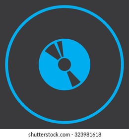 A Blue Icon Isolated on a Grey Background inside a circle - CD