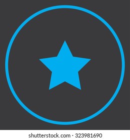 A Blue Icon Isolated on a Grey Background inside a circle - 5 Pointed Star