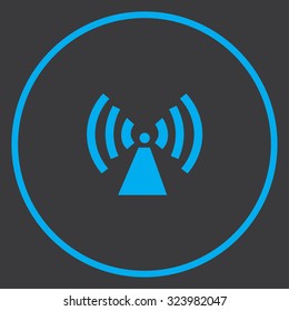 A Blue Icon Isolated on a Grey Background inside a circle - Radar