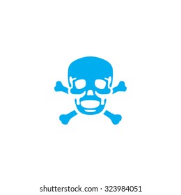 A Blue Icon Isolated on a White Background - Skull and Cross Bones