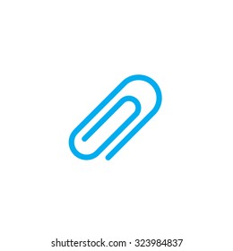 A Blue Icon Isolated on a White Background - Paperclip