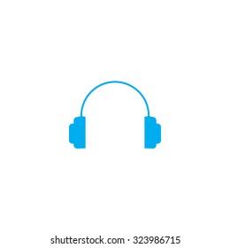 A Blue Icon Isolated on a White Background - Headphones