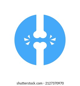 Blue icon of joint pain. Bone, injury, illness. Arthritis concept. Can be used for topics like symptom, healthcare, anatomy. Vector