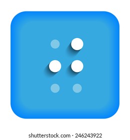 Blue icon with the letter J Braille