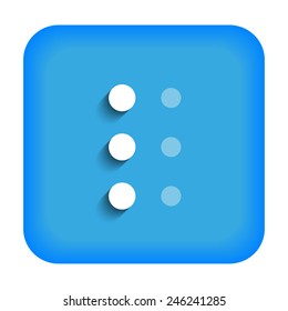 Blue icon with the letter L Braille