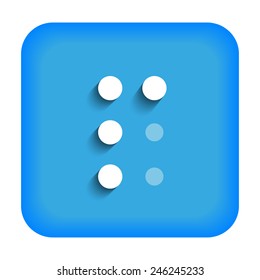Blue icon with the letter P Braille