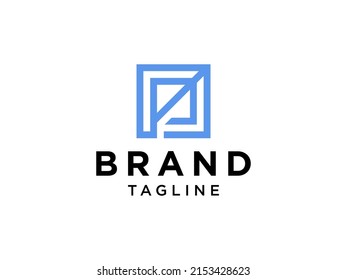 Blue Icon Letter P Logo. Flat Vector Logo Design Template Element
