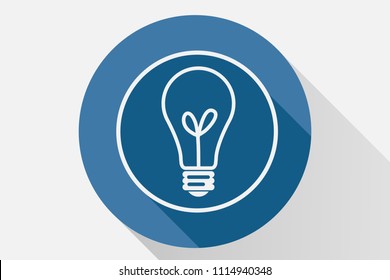 Blue icon of a light bulb.