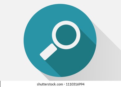 Blue icon of a magnifying glass.