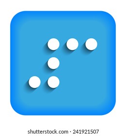 Blue icon with the number 3 in Braille