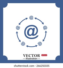 blue icon on white background.  Internet e-mail, web icon. vector design