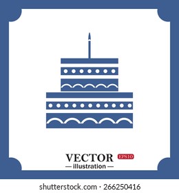 blue icon on white background.  birthday cake icon, web icon. vector design