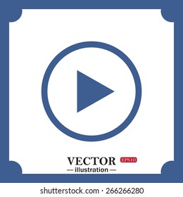 blue icon on white background.  play, web icon. vector design