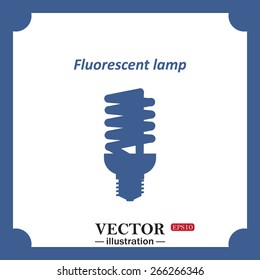 blue icon on white background.  fluorescent lamp, web icon. vector design