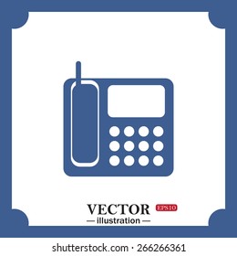 blue icon on white background.  phone, web icon. vector design