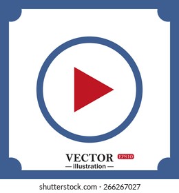 blue icon on white background.  play, web icon. vector design