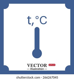 blue icon on white background.  Thermometer, web icon. vector design