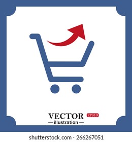 blue icon on white background.  remove from the shopping cart, web icon. vector design