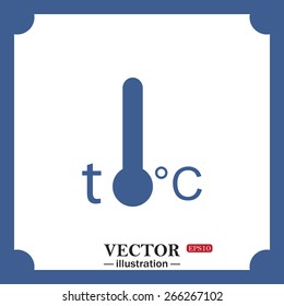 blue icon on white background.  Thermometer, web icon. vector design