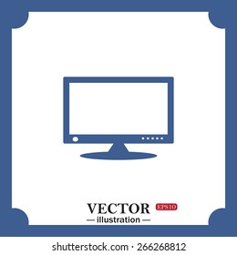 blue icon on white background.  computer display, web icon. vector design