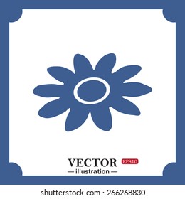 blue icon on white background.  daisy, web icon. vector design