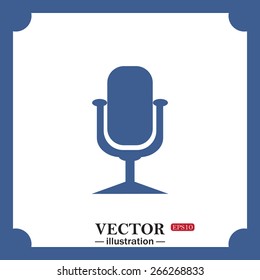 blue icon on white background.  Microphone. Voice recording, web icon. vector design
