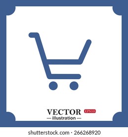 blue icon on white background.  put in shopping cart, web icon. vector design