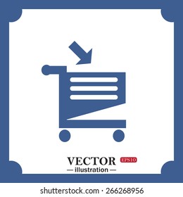 blue icon on white background.  put in shopping cart, web icon. vector design