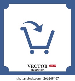 blue icon on white background.  put in shopping cart, web icon. vector design