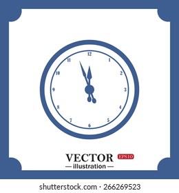 blue icon on white background.  mechanical clock. , web icon. vector design