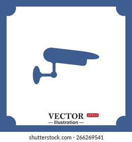 blue icon on white background.  surveillance Camera, web icon. vector design