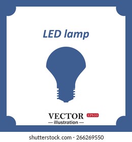blue icon on white background.  LED lamp, web icon. vector design