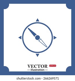 blue icon on white background.  Compass, web icon. vector design