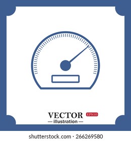 blue icon on white background.  speedometer, web icon. vector design